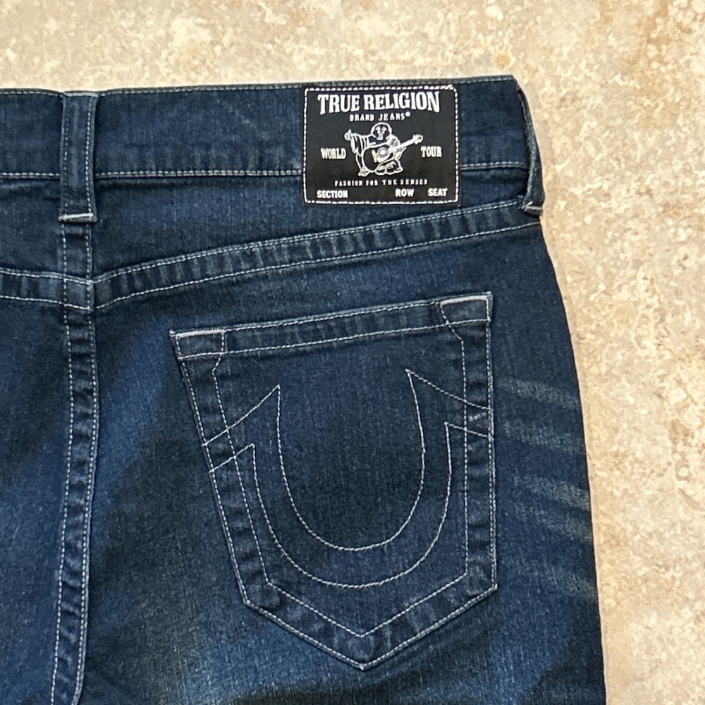 True Religion Rocco Jean Men 36x32 Blue Denim Relaxed Skinny GGJD Last Call